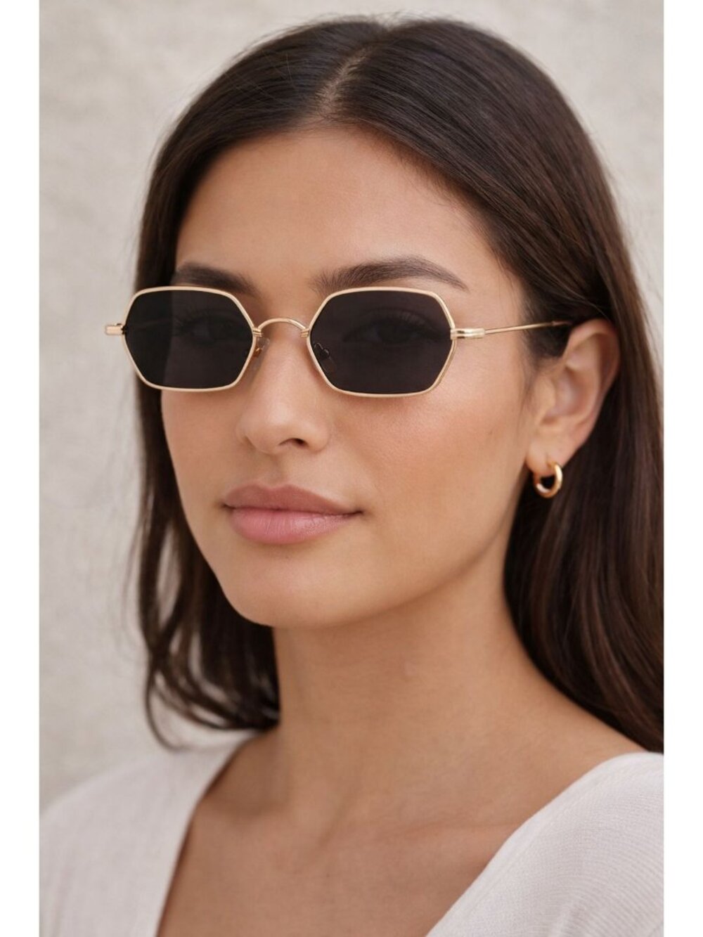 Nordstrom Octagon Metal Sunglasses Women Gold Frame Black Lens Retro Designer